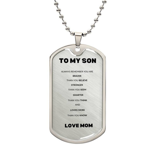 To My Son | Dog Tag Necklace Silver