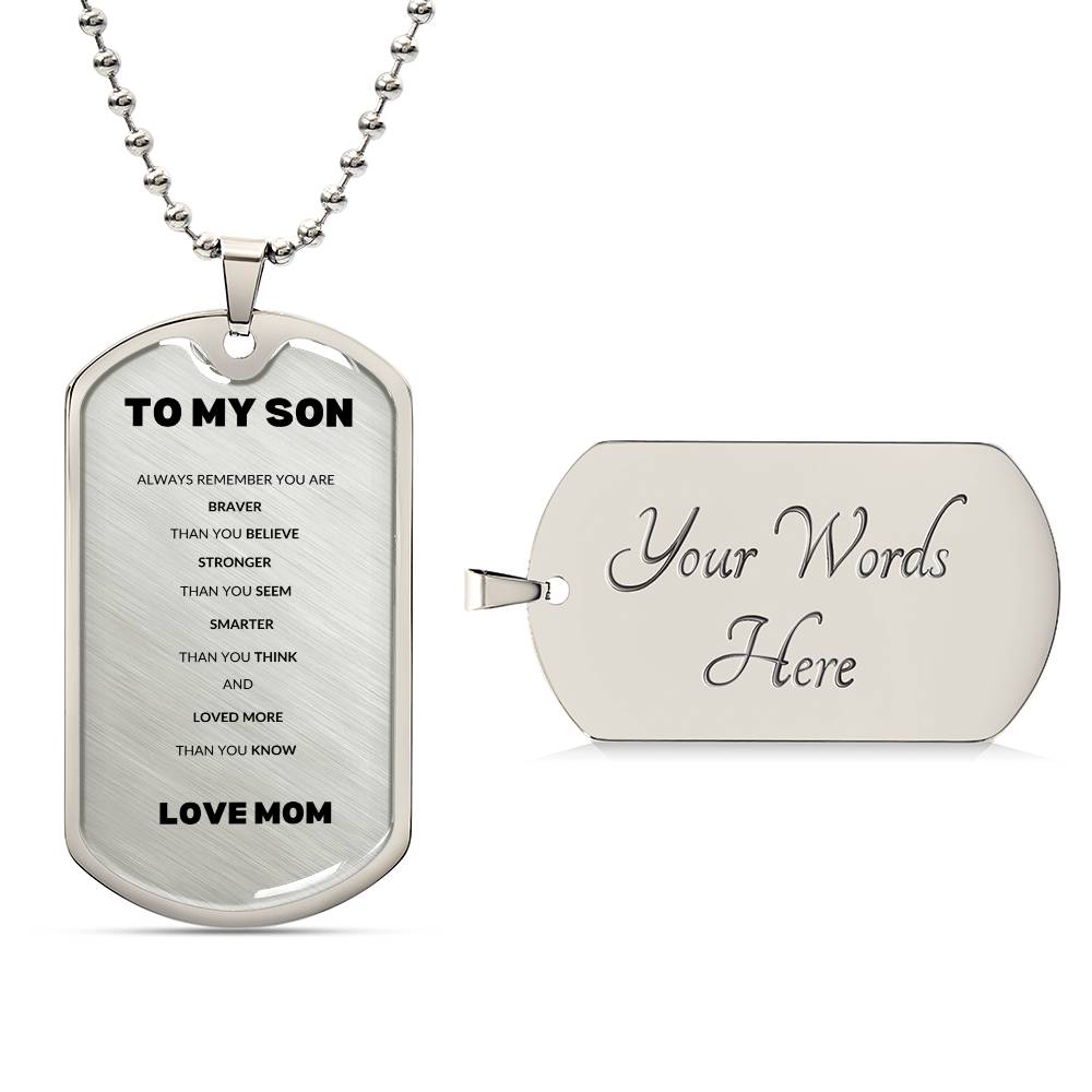 To My Son | Dog Tag Necklace Silver