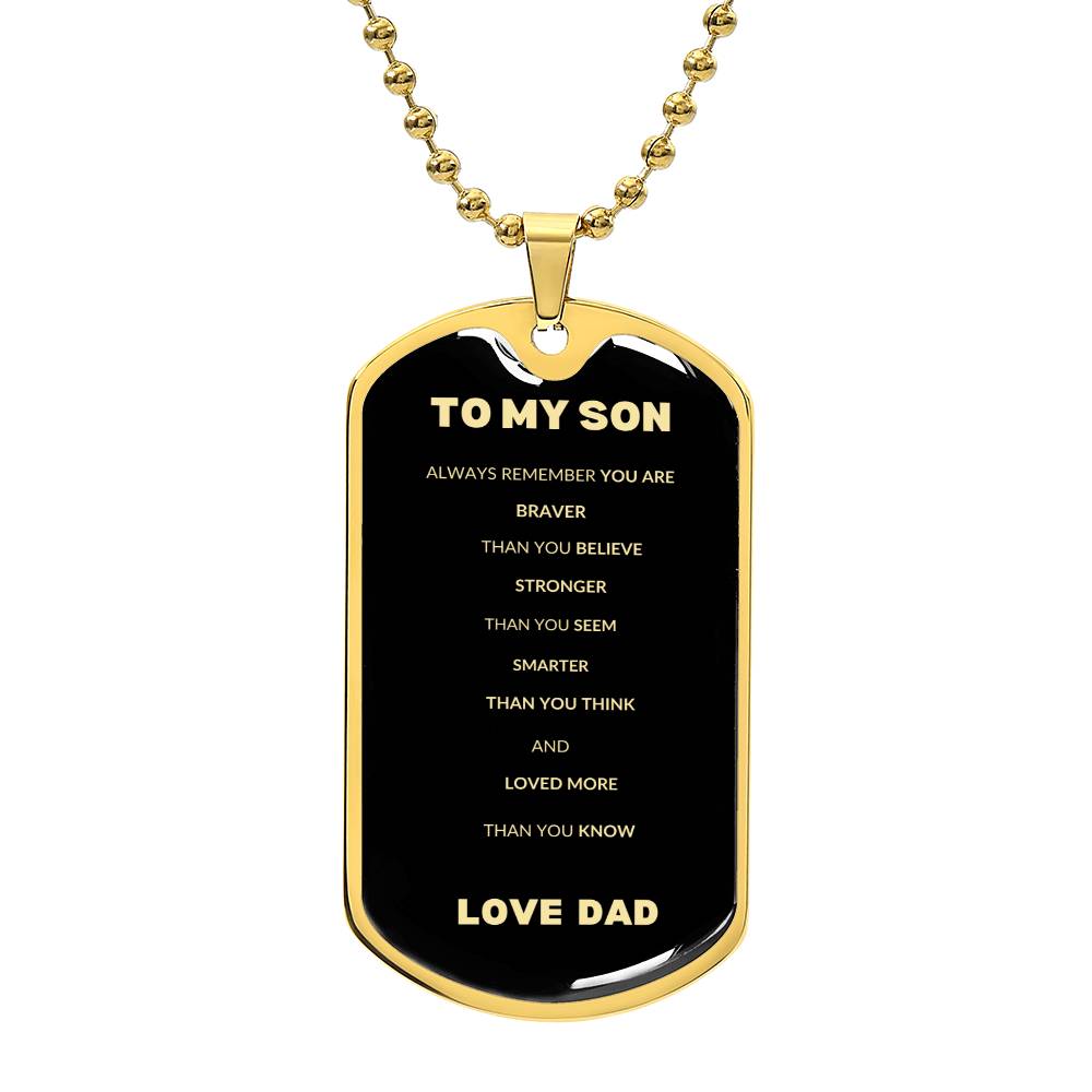 To My Son | Dog Tag Gold/Black