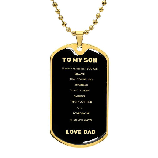 To My Son | Dog Tag Gold/Black