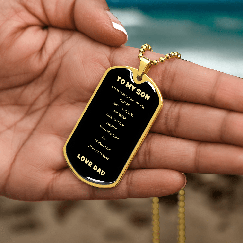 To My Son | Dog Tag Gold/Black