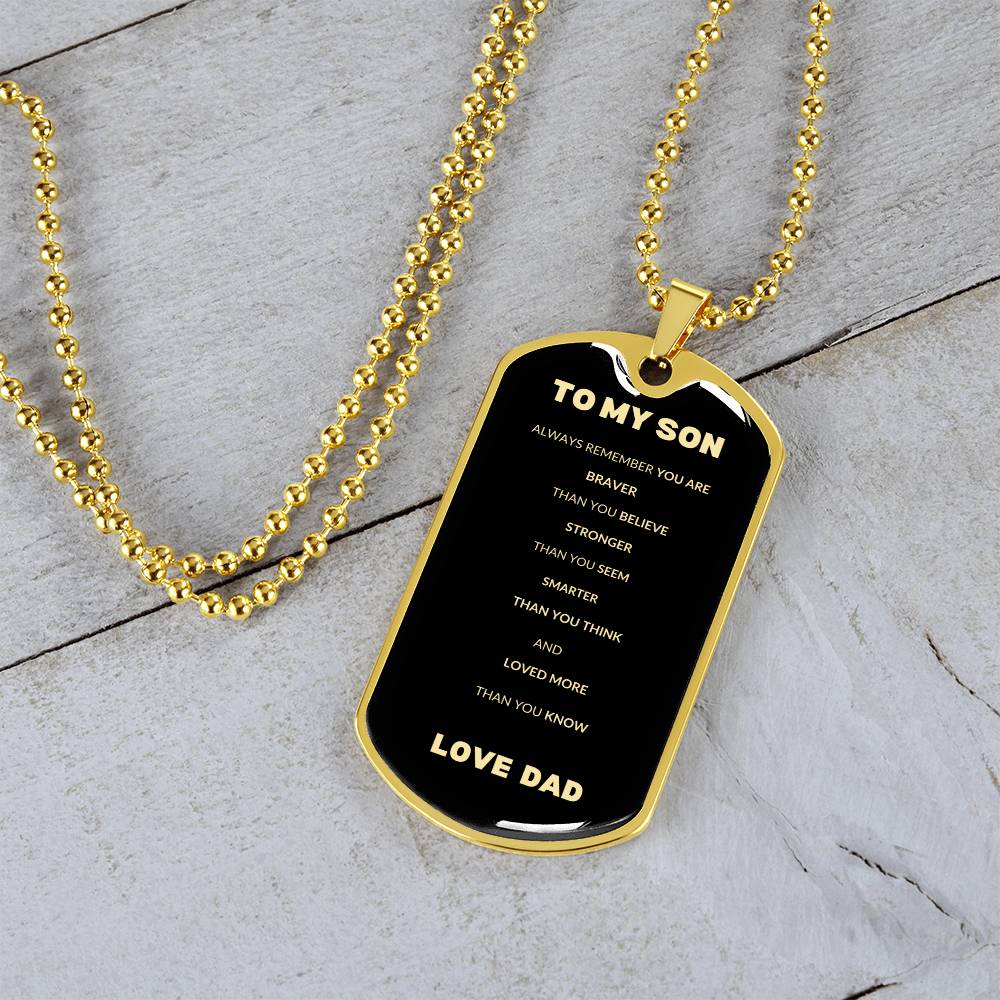 To My Son | Dog Tag Gold/Black