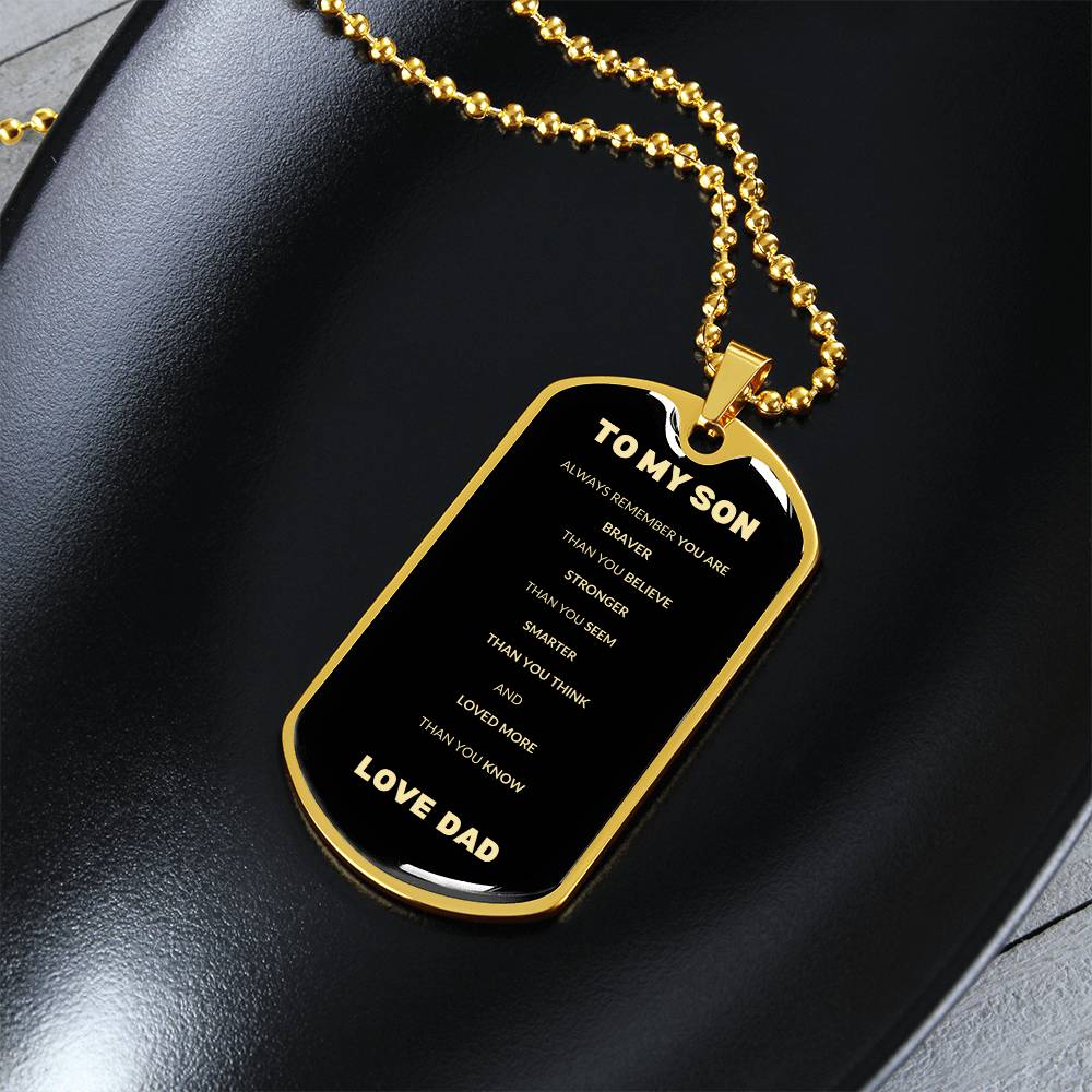 To My Son | Dog Tag Gold/Black