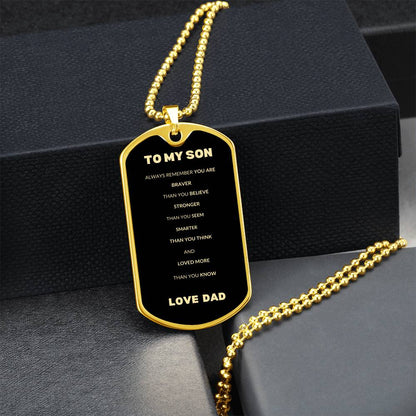 To My Son | Dog Tag Gold/Black