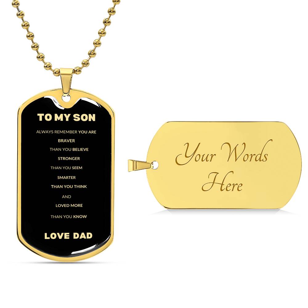 To My Son | Dog Tag Gold/Black